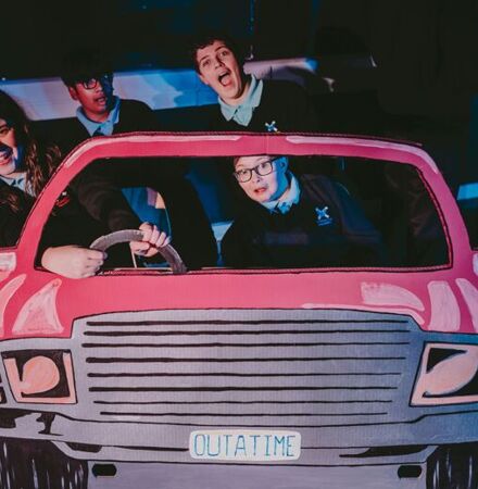 Whitecross Hereford High School - Drama students in pink car