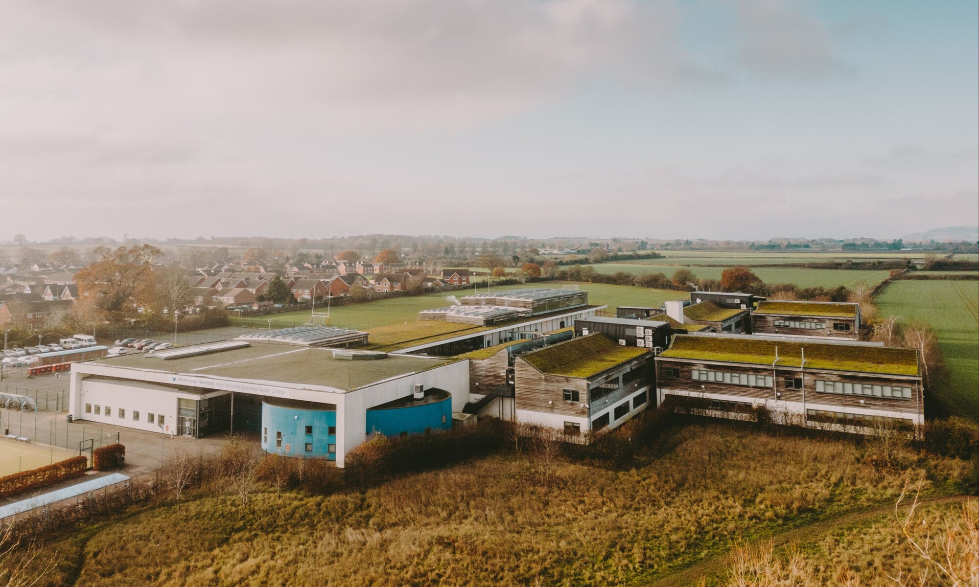 Whitecross Hereford High School - aerial view of school